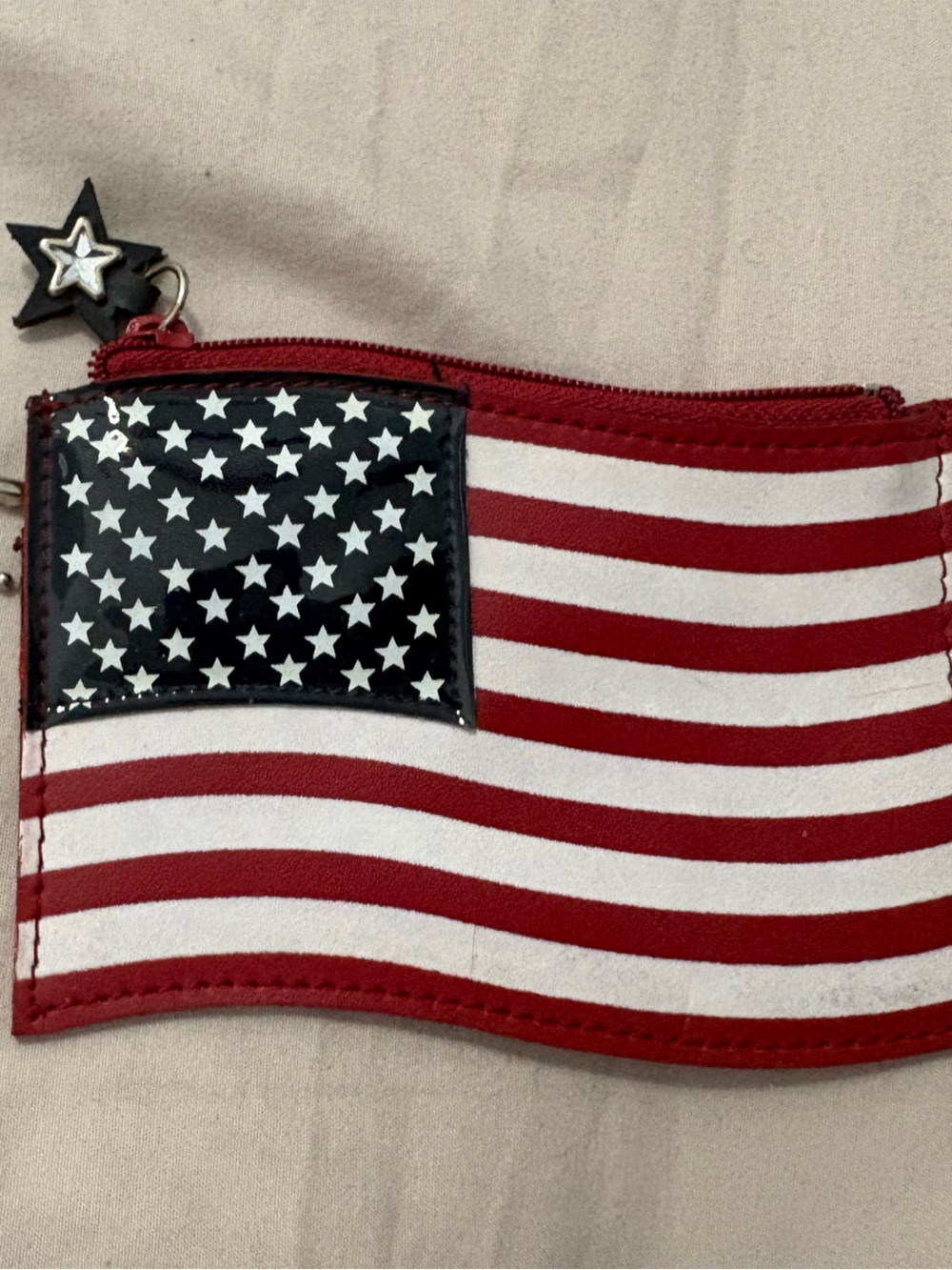 Rolfs USA Flag Red Leather Logo Wallet Coin Pouch